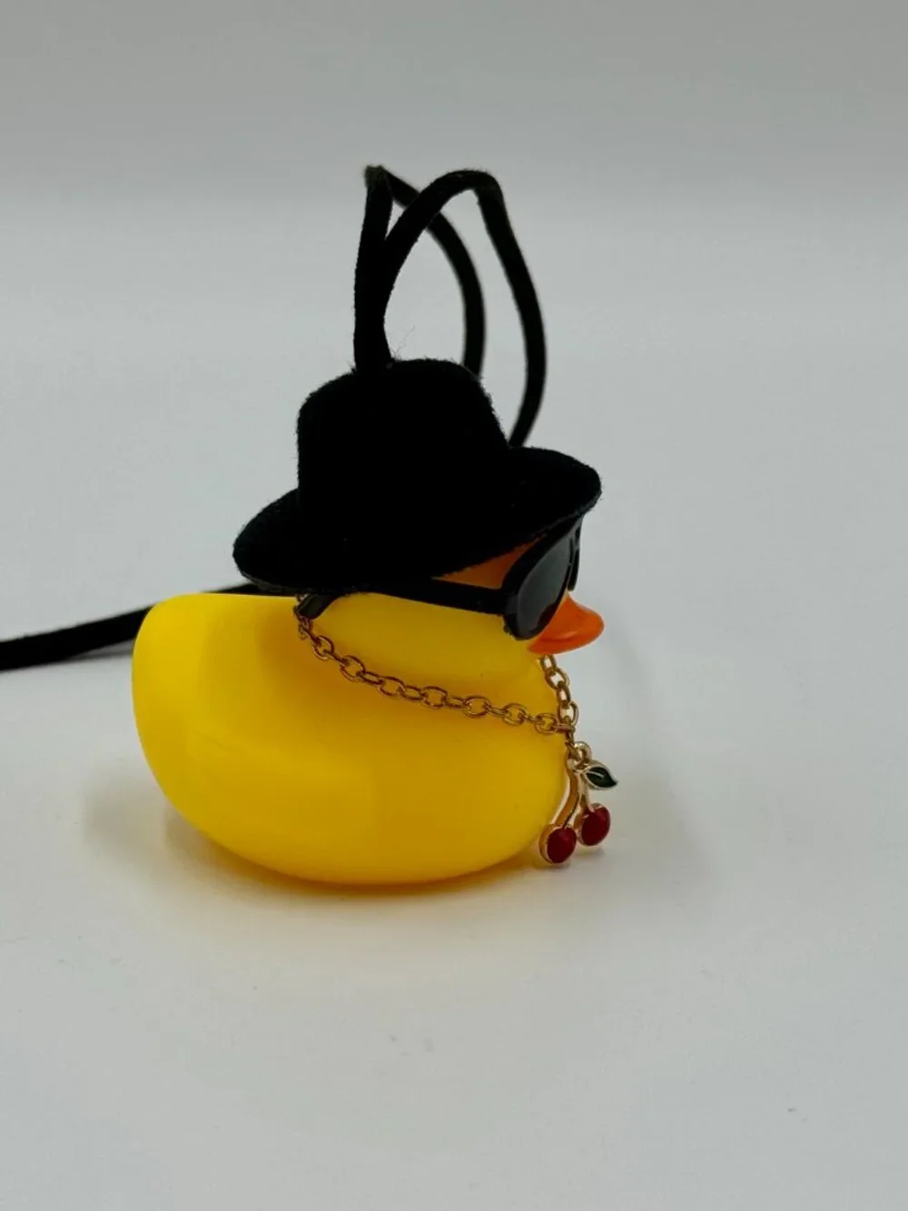 Rubber Duck With Hat, Sunglasses & Cherry Necklace - Car Accessory - Toy